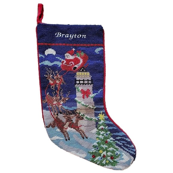 Lands' End Holiday Lands End Santa Sleigh Lighthouse Christmas